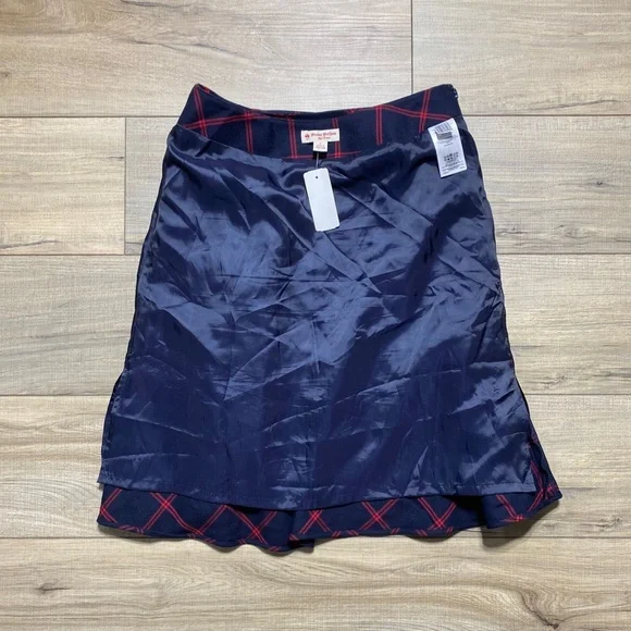 Brooks‎ Brothers Red Fleece Womens Plaid Wool Ruffle Front Skirt Size 2 Blue Red - Picture 13 of 13